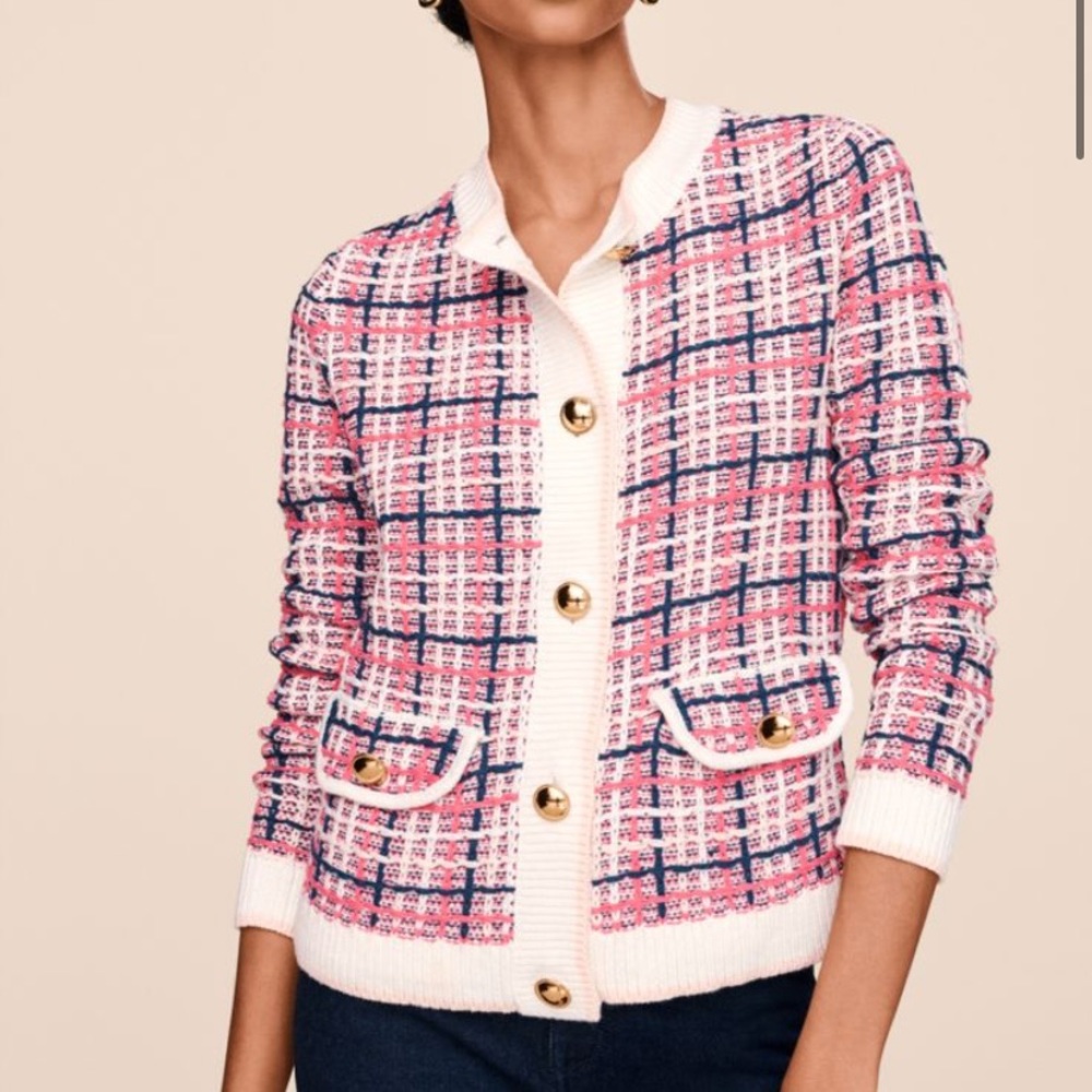 Tweed Sweater Jacket by Ann Taylor Pink New XS